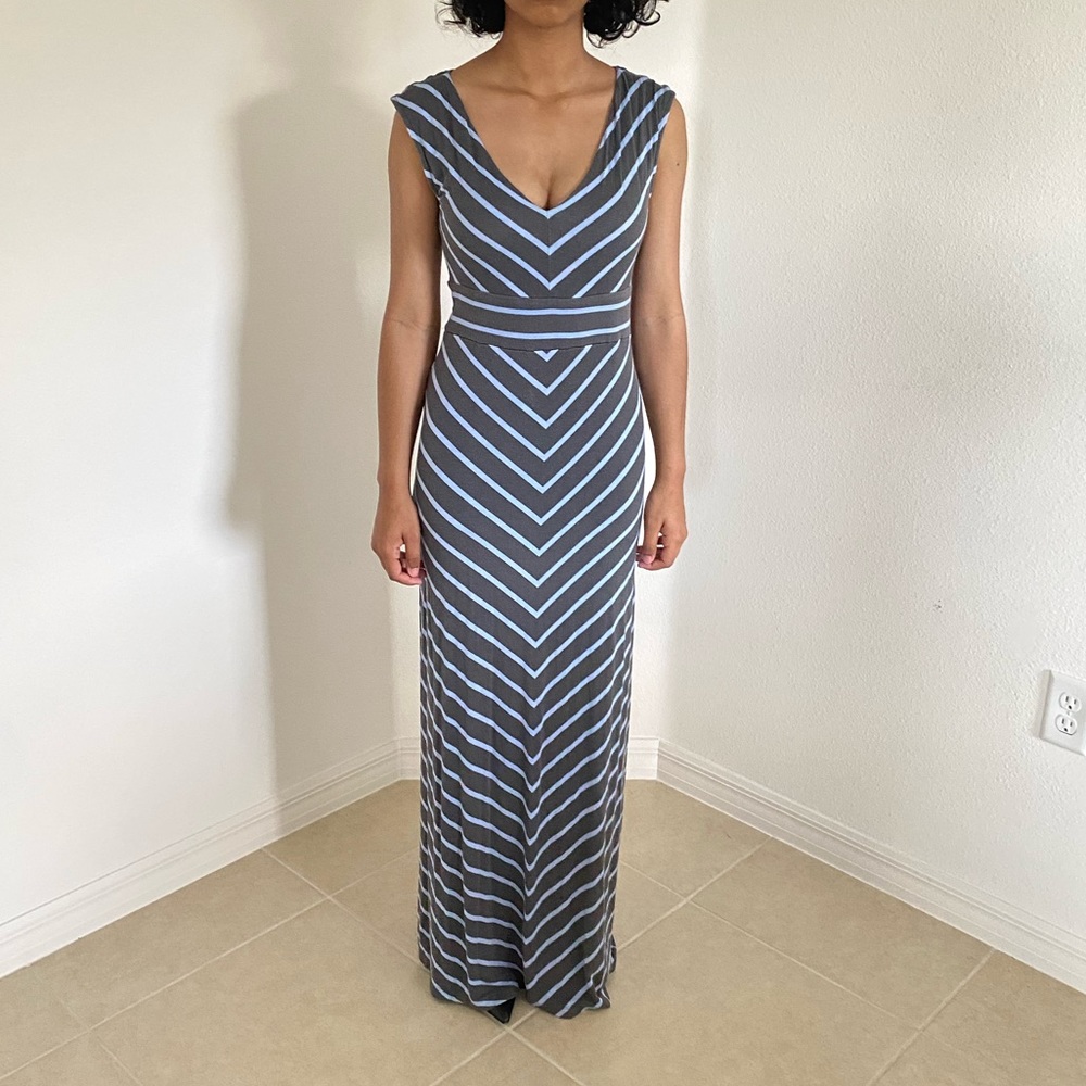 Grey and Blue Maxi Dress, Small